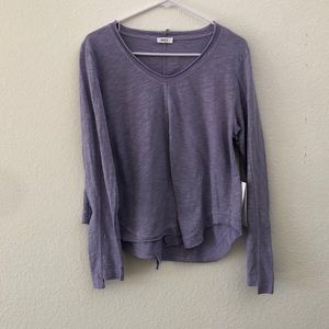 Wilt scoopy neck shifted hem l/s shirttail slub tee lavender